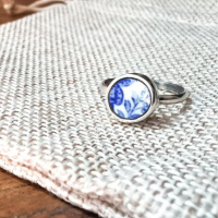 Bague ronde céramique bleu