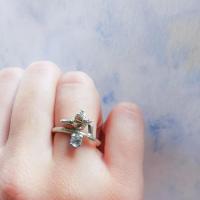 VENDU Bague aigue marine mésange symbole d'amour
