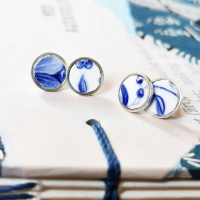 Clou en argent 925 et porcelaine