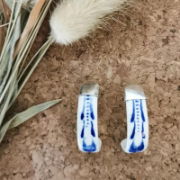 Vendu - Demi créole en céramique et argent 925