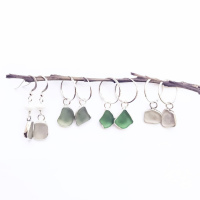 Boucle argent 925 et verre poli par la mer.